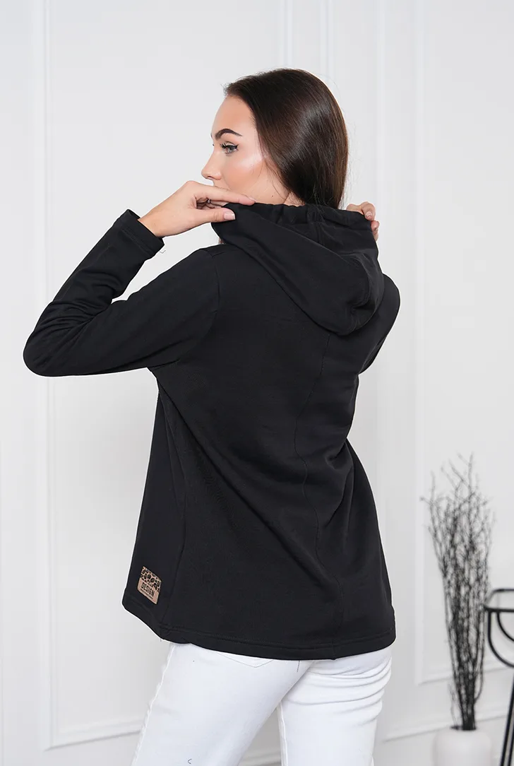 Taşlı Yıldız Baskılı Kapüşonlu Sweatshirt alternatif görünüm